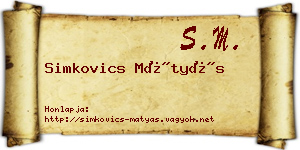 Simkovics Mátyás névjegykártya