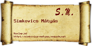 Simkovics Mátyás névjegykártya